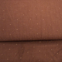 Lade das Bild in den Galerie-Viewer, Viskosestoff in braun mit goldenen Punkten