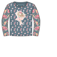 Lade das Bild in den Galerie-Viewer, Stenzo Ballerina Motiv Jersey Panel in blau/rosa/bunt