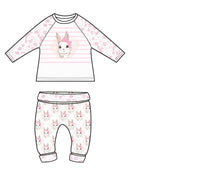 Lade das Bild in den Galerie-Viewer, Stenzo Hase Motiv Jersey Panel in taupe/rosa/bunt