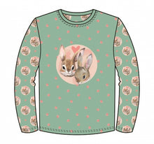 Lade das Bild in den Galerie-Viewer, Stenzo Hase & Gans Motiv Jersey Panel in grün/bunt