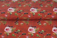 Lade das Bild in den Galerie-Viewer, Stenzo -Rosen Motiv French Terry in rostbraun/ bunt