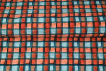 Lade das Bild in den Galerie-Viewer, Stenzo - Karo Motiv French Terry in blau/ orange