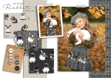 Lade das Bild in den Galerie-Viewer, Stenzo - Hasen Motiv French Terry in schwarz/weiß/bunt