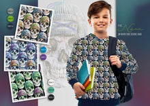 Lade das Bild in den Galerie-Viewer, Stenzo - Totenkopf Motiv French Terry in dunkelblau/ bunt