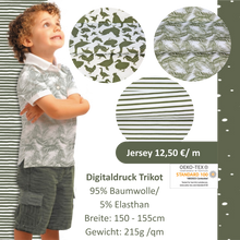 Lade das Bild in den Galerie-Viewer, Stenzo Streifen (0,3/0,7cm) Jersey in olive/weiß