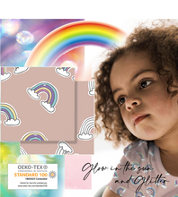 Lade das Bild in den Galerie-Viewer, Glitzer Regenbogen Motiv Jersey in rosa/bunt