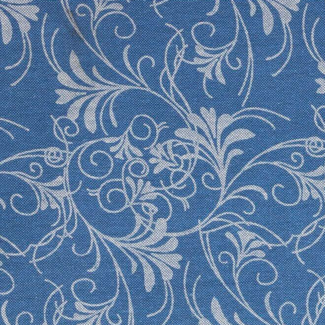 Reststück 50cm: Ornamentmuster Jeansstoff (leicht) in mittelblau