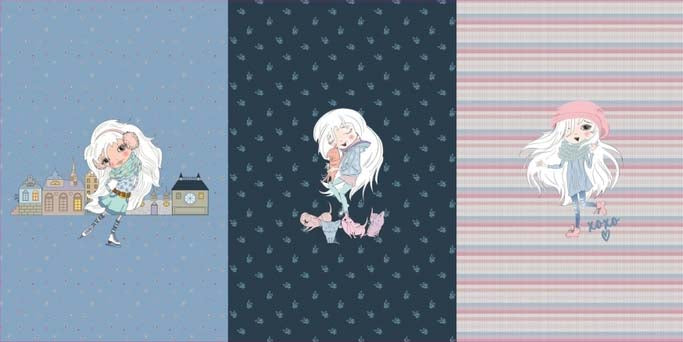 Stenzo Wintermädchen Motiv Jersey Panel in bunt