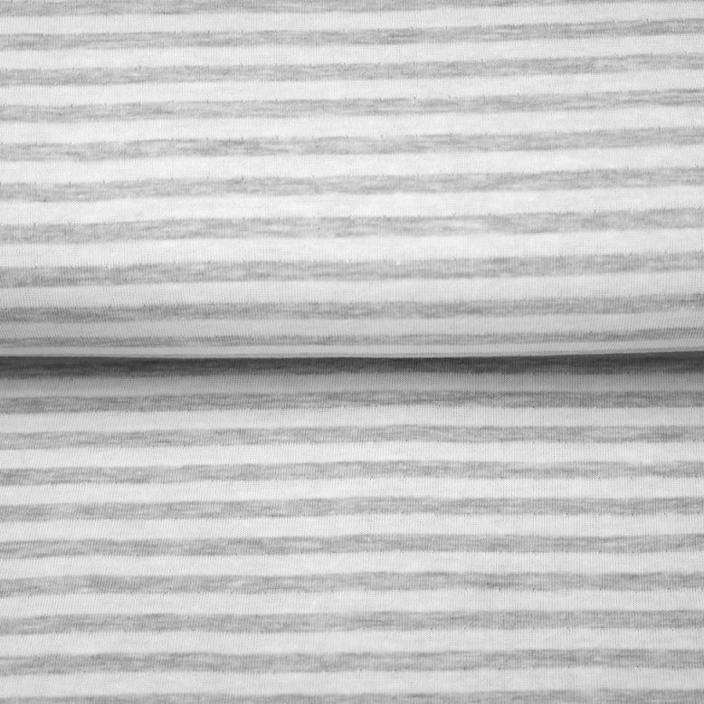Streifen (0,5cm) Double Face Feinstrick in grau/weiß meliert