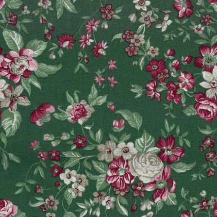 Westfalenstoffe TRONDHEIM Collection Blumenranke Motiv Baumwollstoff in grün/bunt