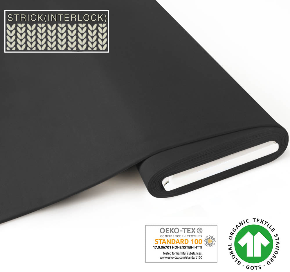 Bio Strick (Interlock) - GOTS zertifiziert- grau