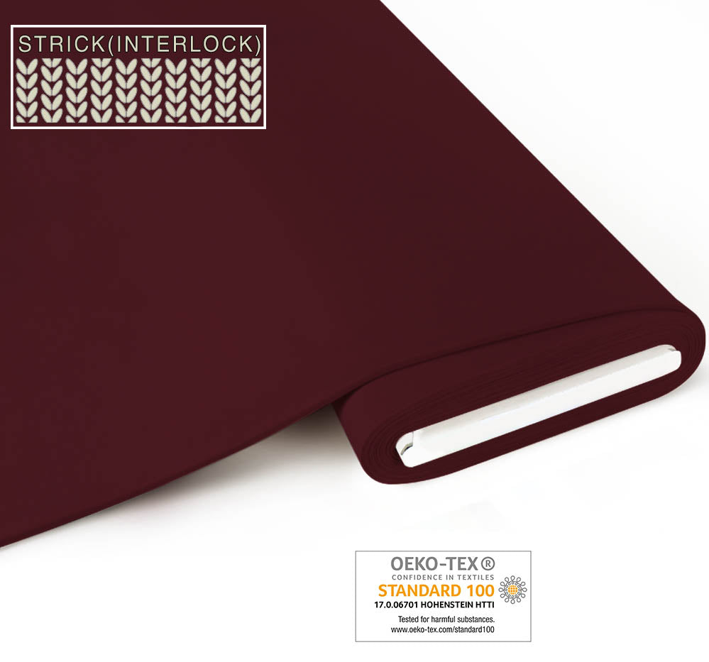 Bio Strick (Interlock) - GOTS zertifiziert- bordeaux