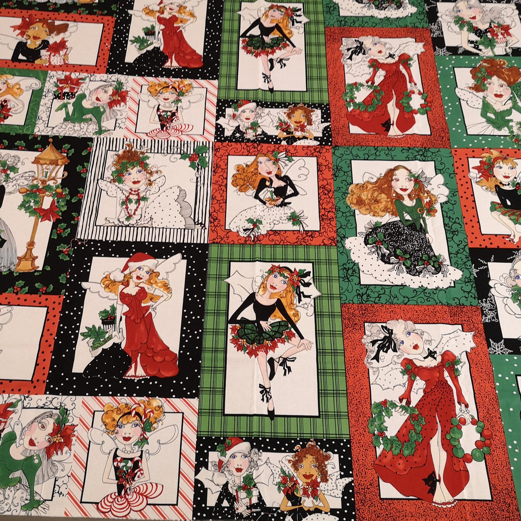 Zweigart Weihnachtsfee Baumwoll-Panel in weiß/bunt