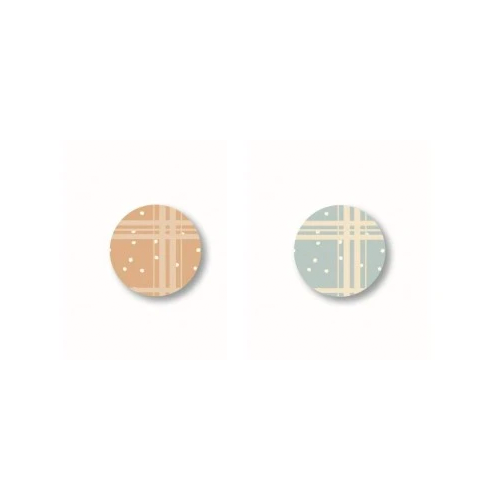 Gütermann Stoffknopf 4er-Pack (1,5cm) WITH LOVE Collection Karo mit Punkten in beige oder hellblau