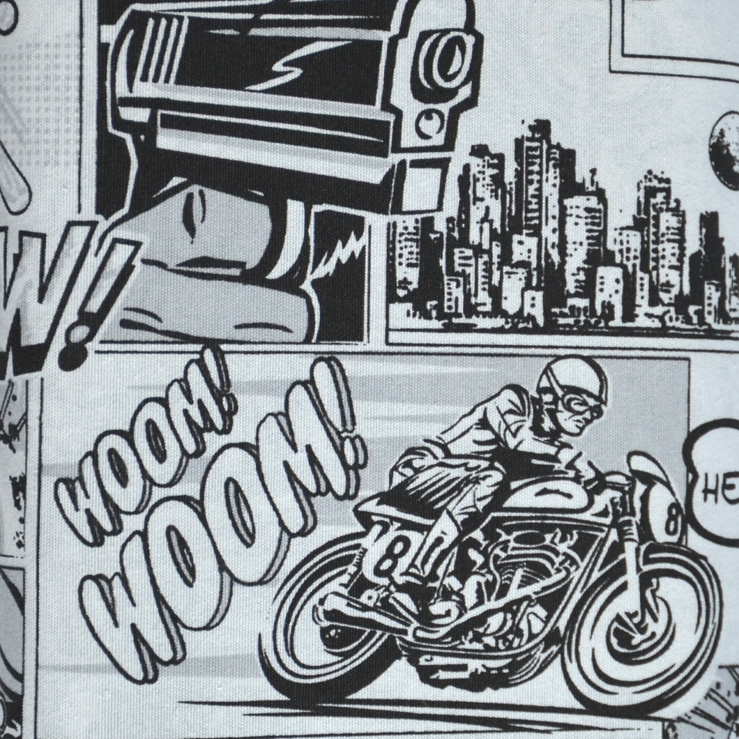 Comic Motiv Baumwollstoff in schwarz/weiß