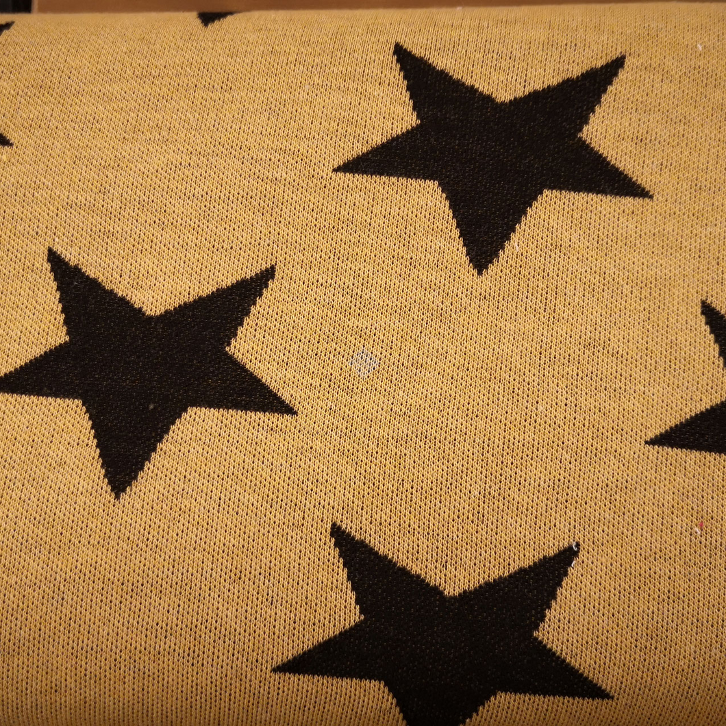 Stenzo Sterne groß (6,5cm) Feinstrick in senfgelb/schwarz