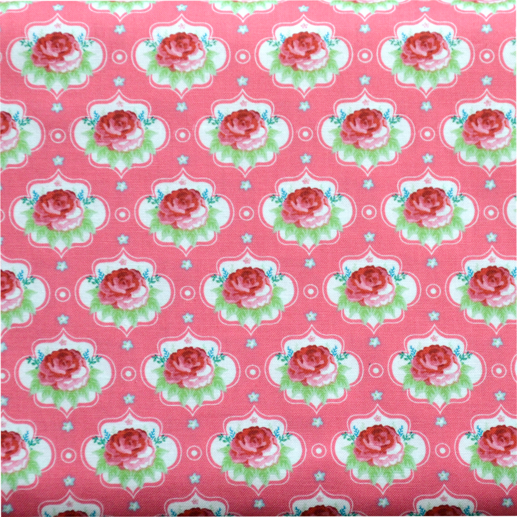 Rosenornament Motiv Baumwollstoff in pink/bunt