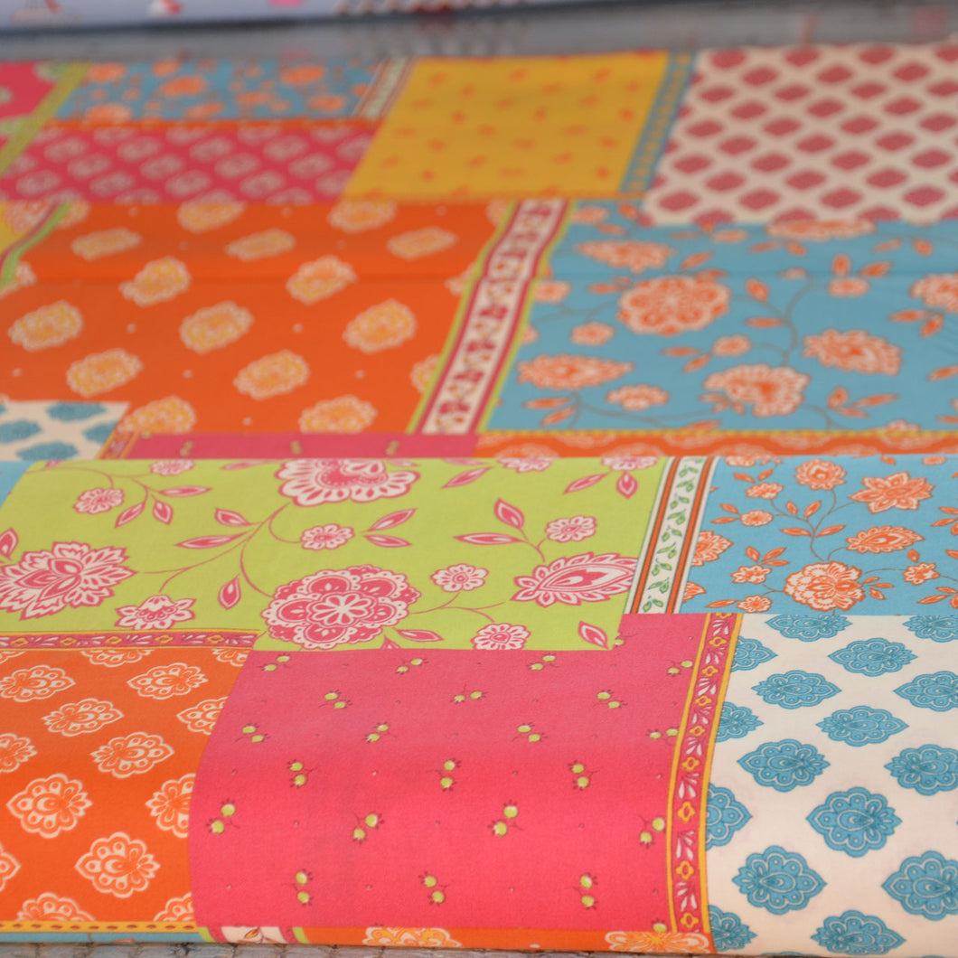 Sommer Motiv Druckpatchwork Baumwollstoff in bunt