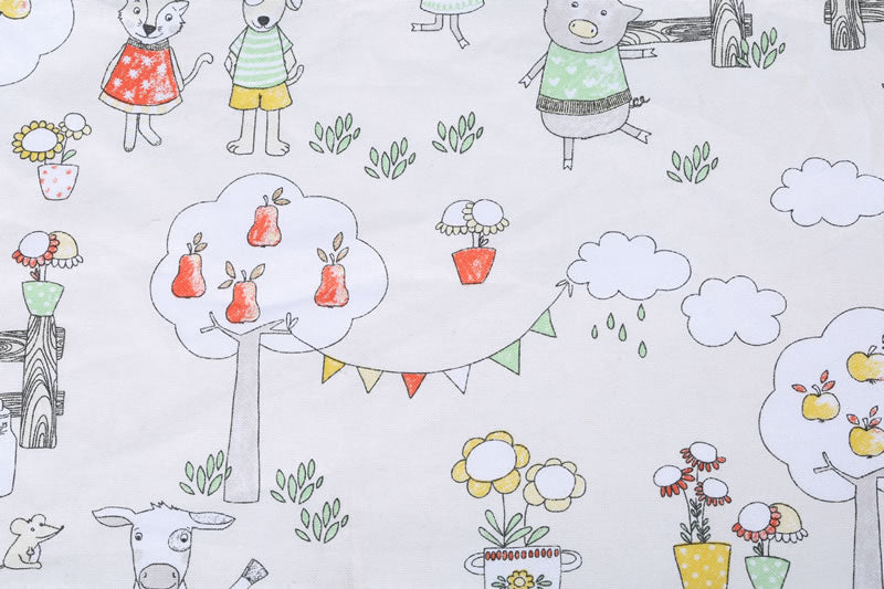 Tierwiesen-Motiv Baumwollstoff für Kinder