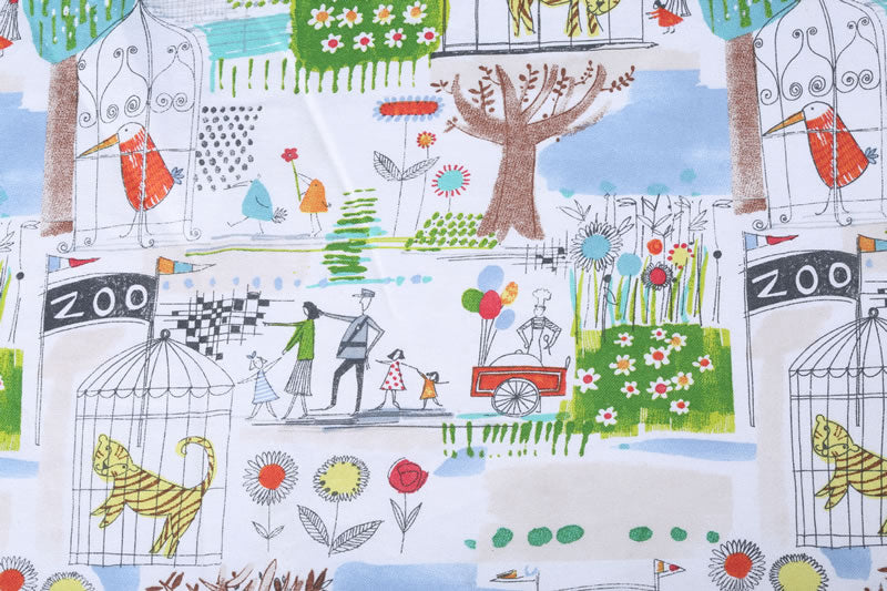 Zoo-Motiv Baumwollstoff für Kinder
